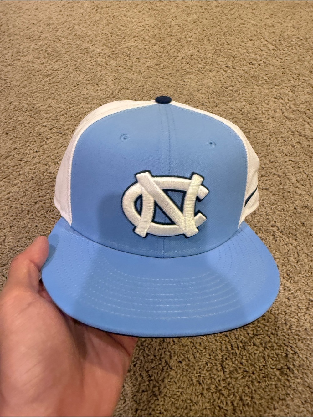 Nike Light Blue & White Mesh Back Snapback Hat with Raised Logo